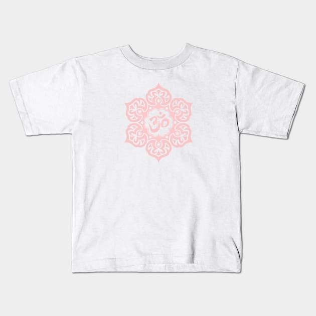 Pink Lotus Flower Yoga Om Kids T-Shirt by jeffbartels